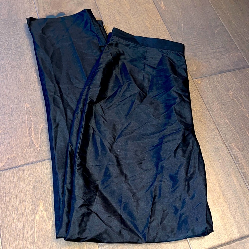 100% Silk BURNS Shiny Black Dress Pants